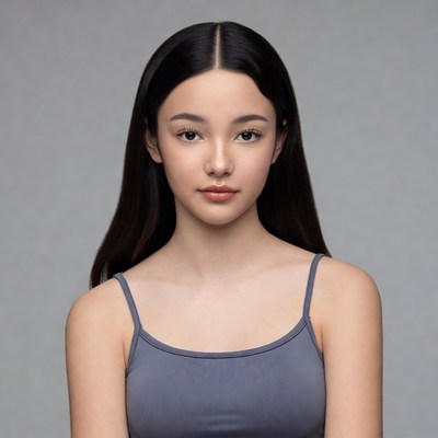 Asian girl in gray tank top