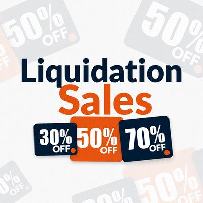 Liquidation Sales 50% Off Signs
