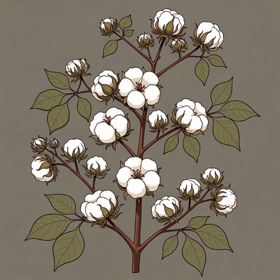Cotton Plant Illustration