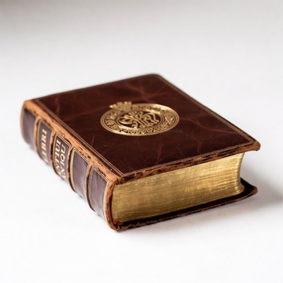 Antique Leather Book with Gold Emblem