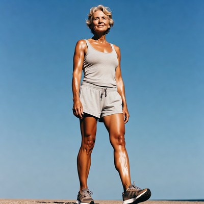 Fit senior woman standing outdoors