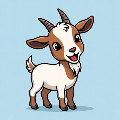 Cute cartoon baby goat smiling