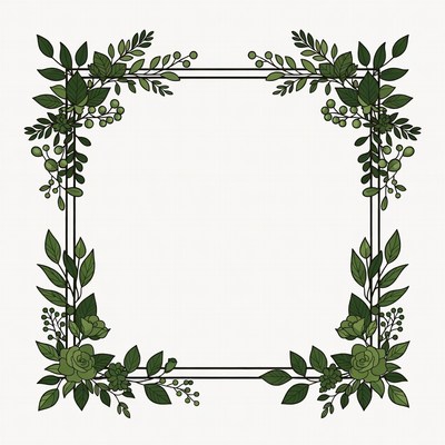 Green Leaf Floral Frame