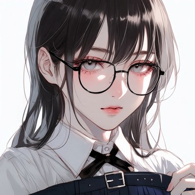 Anime girl with glasses and uniform