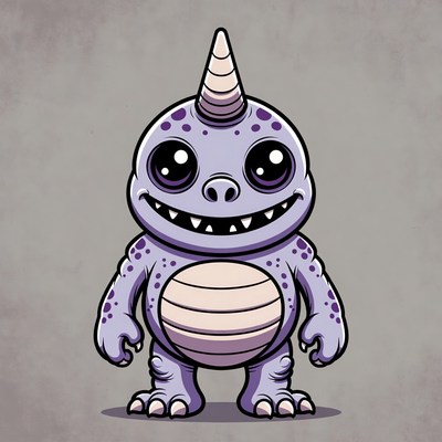 Cute purple unicorn monster illustration