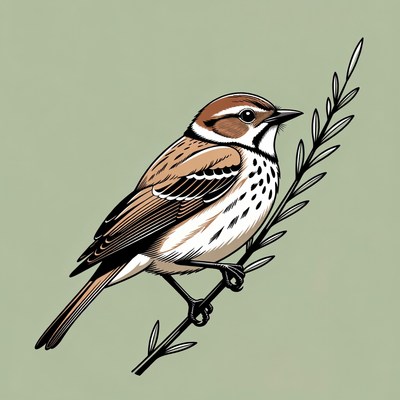 Song Sparrow perched on branch