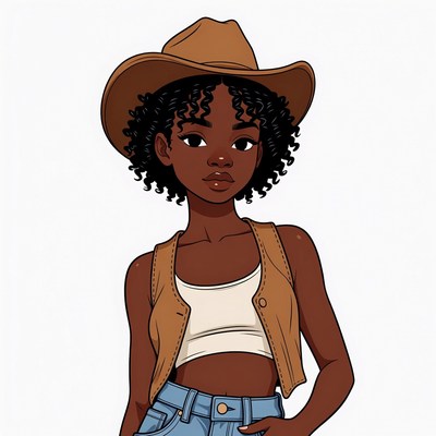 African-American woman in cowboy hat