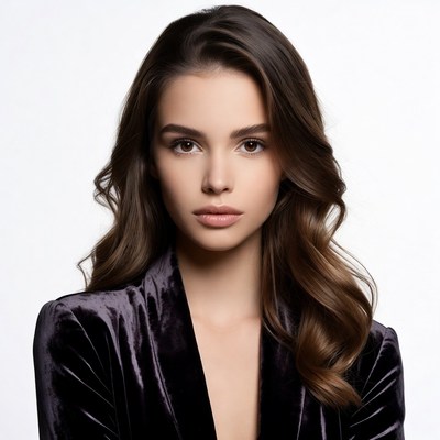 Beautiful woman in velvet top