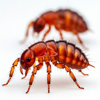 Red Mites on White Background