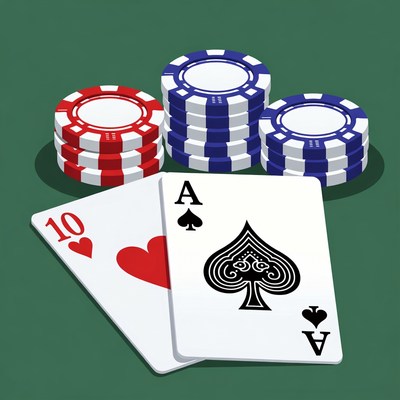 Poker Cards and Chips Illustration