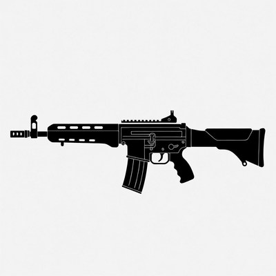 Black Silhouette Assault Rifle
