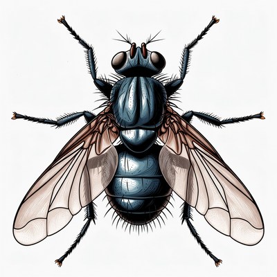 Detailed illustration of housefly