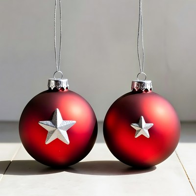 Red Christmas Ornaments with Silver Stars