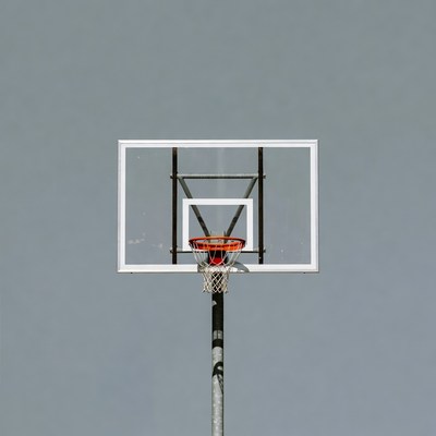 Basketball hoop on gray background
