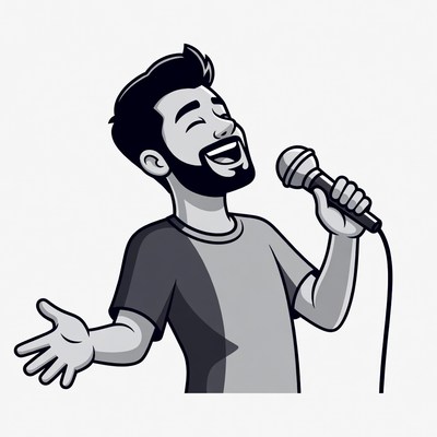 Man singing into microphone illustration