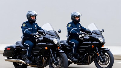 Two police officers on motorcycles