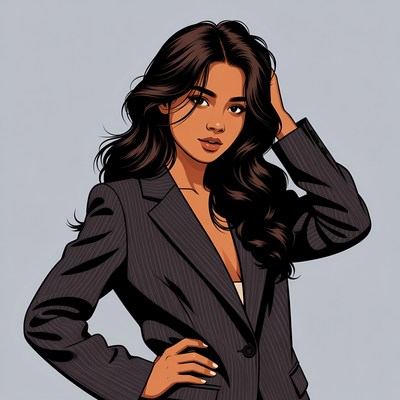 Beautiful woman in pinstripe blazer