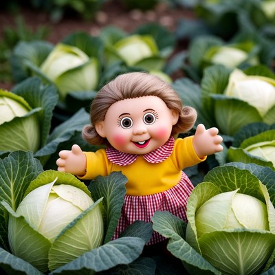 Cabbage Patch doll girl in cabbage patch