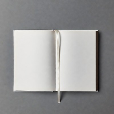 Open Blank Book with Ribbon