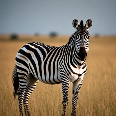 Zebra standing in savanna grass