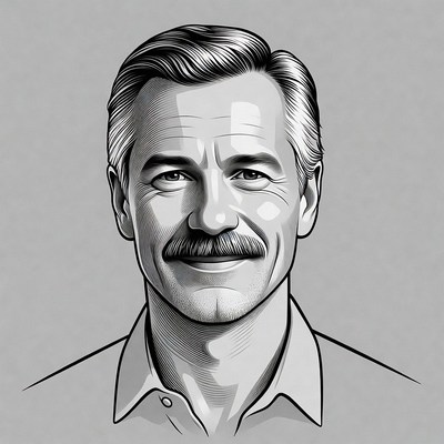 Elderly man with mustache portrait