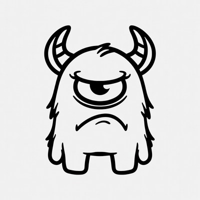 Angry One-Eyed Furry Monster Illustration