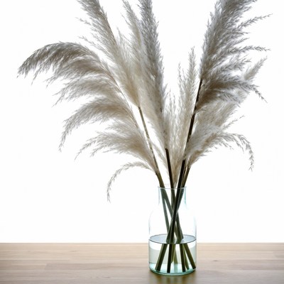 White Pampas Grass in Glass Vase