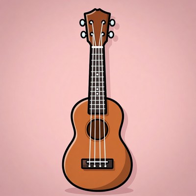 Brown Ukulele on Pink Background