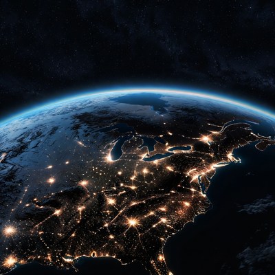 Earth from space at night
