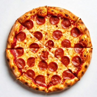 Pepperoni Pizza on White Background