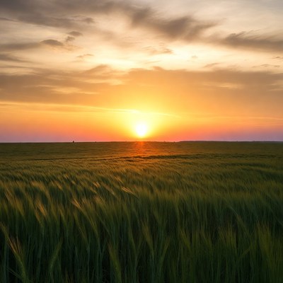 Sunset over Wheat Field