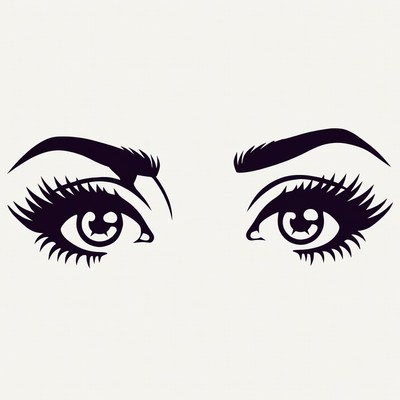 Black Silhouette of Expressive Female Eyes
