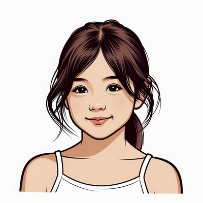 Asian girl smiling in white tank top