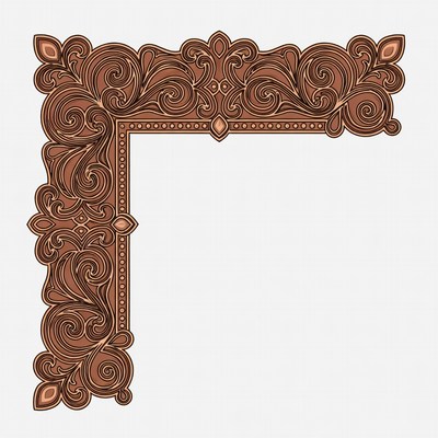 Ornate Brown Floral Frame Border