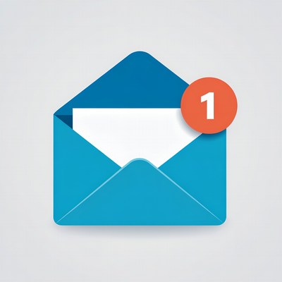 Blue Envelope with One New Message