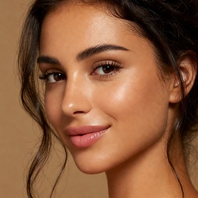 Beautiful woman with glossy lips