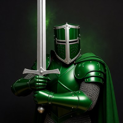 Green Knight Holding Sword