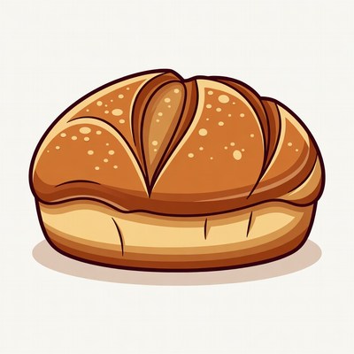 Illustrated Fresh Baked Bread Loaf