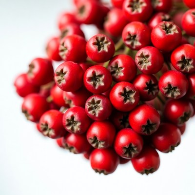Red Berries Cluster on White Background