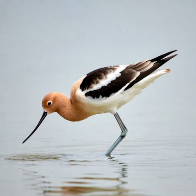 Black-winged Stilt foraging in water