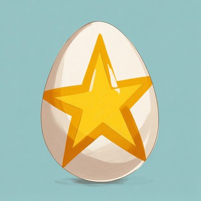 Golden Star White Egg Illustration