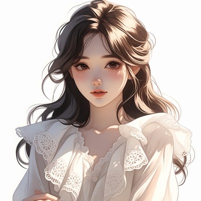 Beautiful Asian woman in lace dress