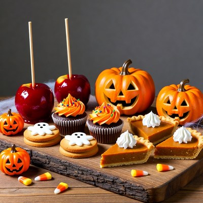 Halloween Candy Apples Cupcakes Pumpkin Pie