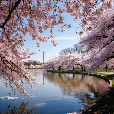 Cherry Blossoms Framing Washington Monument