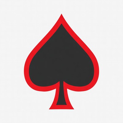 Red Outlined Black Spade Symbol