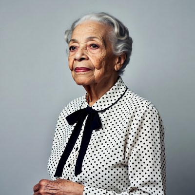 Elderly African-American woman in polka dot blouse