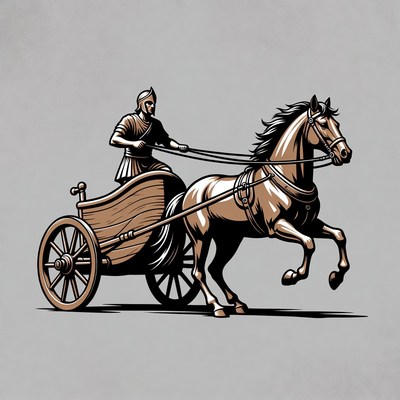 Ancient Warrior Driving Horse Chariot
