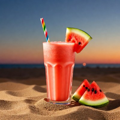 Watermelon Smoothie on Beach