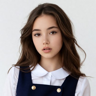 Girl in navy school uniform