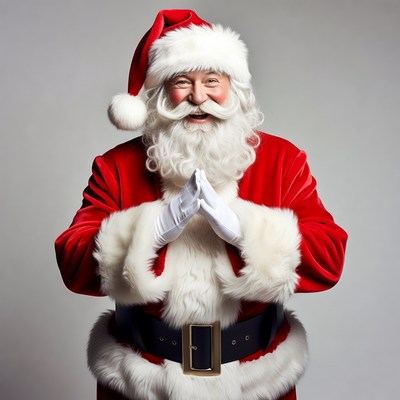 Smiling Santa Claus in red suit